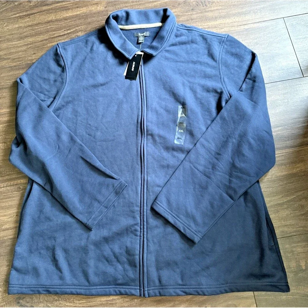 Alfani Men's Full Zip-Front Harrington French Terry Jacket Navy Blue XXL